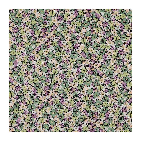 Tissu Viscose imprimé Célia sur fond Vert - Par 10 cm