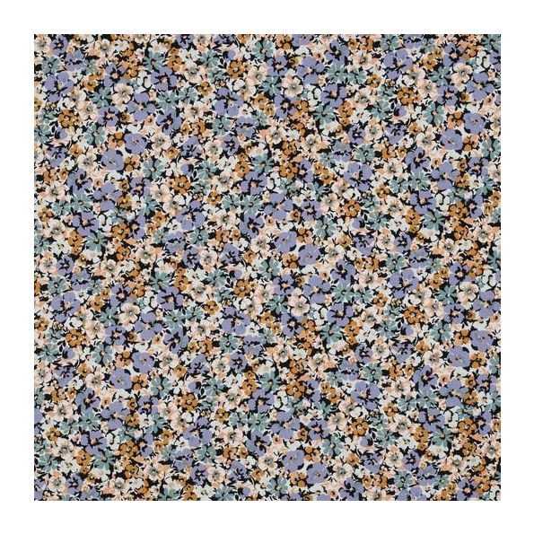 Tissu Viscose imprimé Célia sur fond Bleu lavande - Par 10 cm