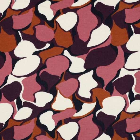 Tissu Sweat léger envers molleton Lilou sur fond Rose - Par 10 cm