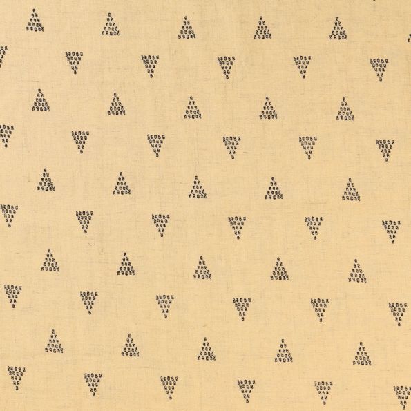 Tissu Lin Viscose Triangles Noirs sur fond Jaune paille - Par 10 cm