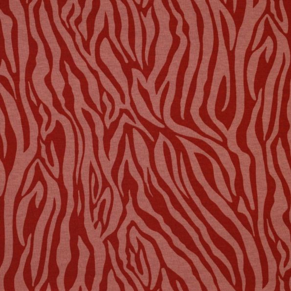 Tissu Sweat envers molleton Zébré sur fond Terracotta - Par 10 cm
