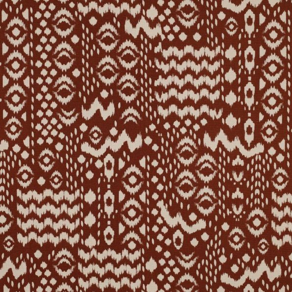 Tissu Toile de Coton imprimé Ethique sur fond Terracotta - Par 10 cm