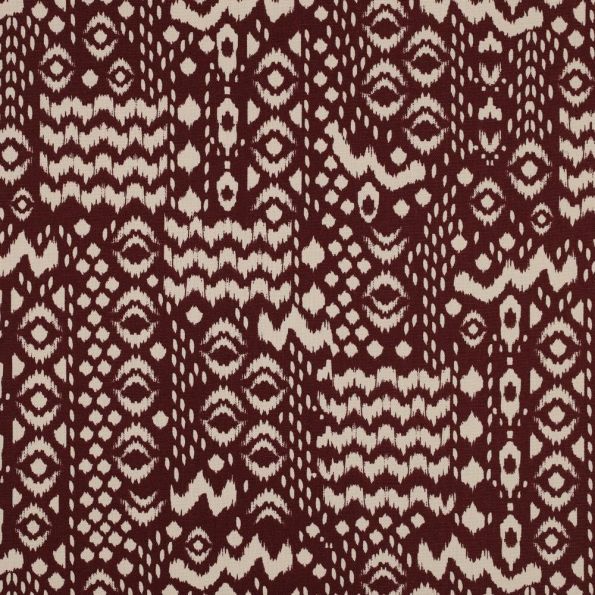 Tissu Toile de Coton imprimé Ethique sur fond Bordeaux - Par 10 cm