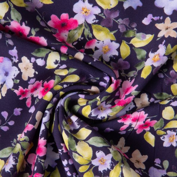 Tissu Viscose digital Fleuris - Par 10 cm