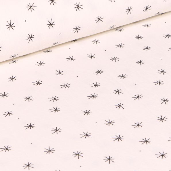 Tissu Coton lavé Louise Etoiles noires sur fond Blanc cassé - Par 10 cm