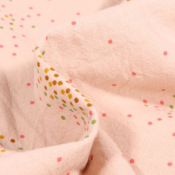 Tissu Coton lavé Mini confettis sur fond Beige - Par 10 cm