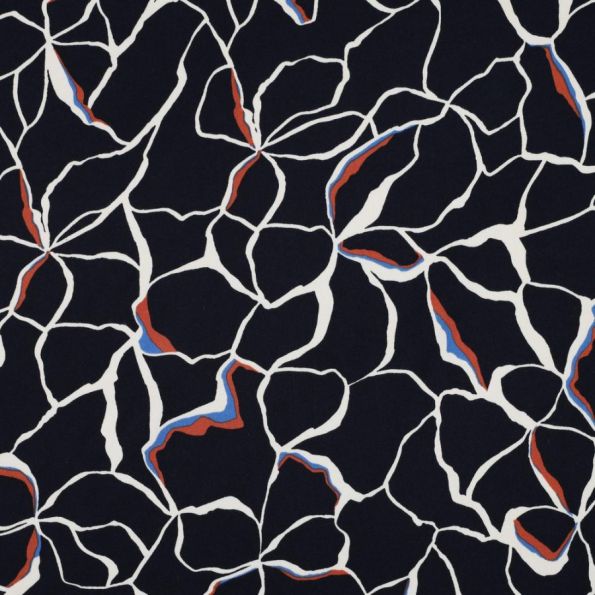 Tissu Viscose extensible Bárbara sur fond Bleu marine - Par 10 cm