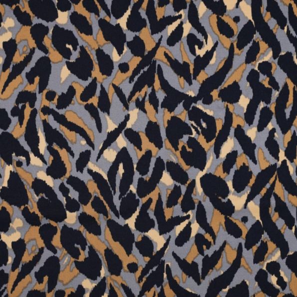 Tissu Viscose extensible Belinda sur fond Bleu gris - Par 10 cm