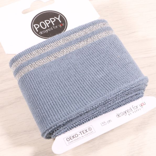 Bande Bord-côte Poppy brillant argent Bleu clair