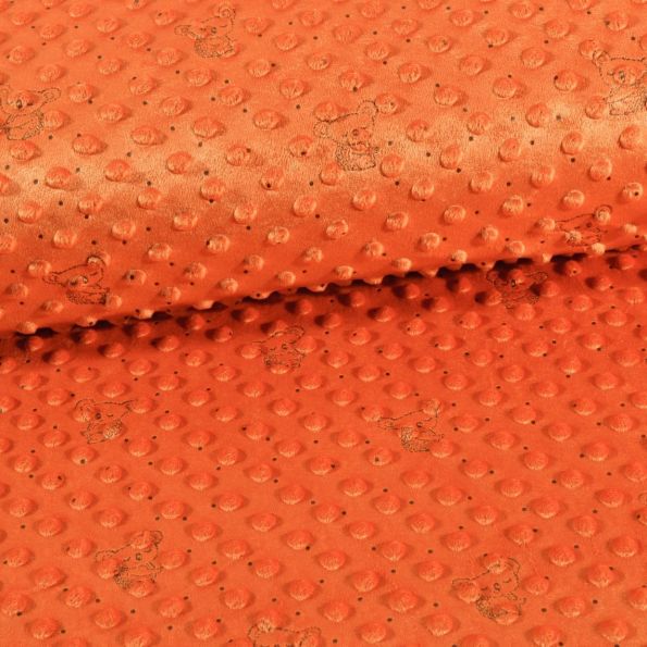 Tissu Minky Ultra doux Pois Koalas sur fond Orange - Par 10 cm