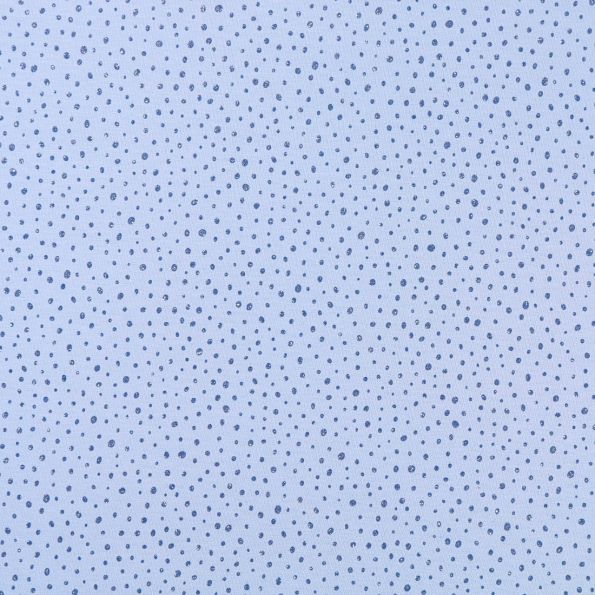 Tissu Jersey Coton Pailleté Pois Bleu foncé sur fond Bleu ciel - Par 10 cm
