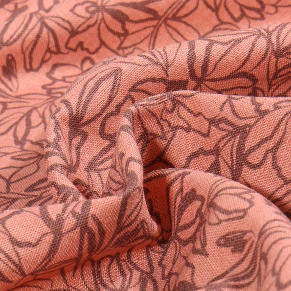 Tissu Lin Viscose Aléna sur fond Rose poudré - Par 10 cm