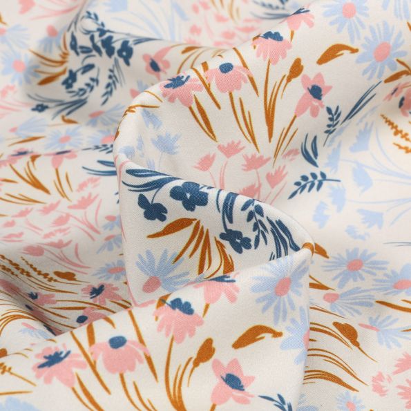 Tissu Softshell Florance sur fond Blanc cassé - Par 10 cm