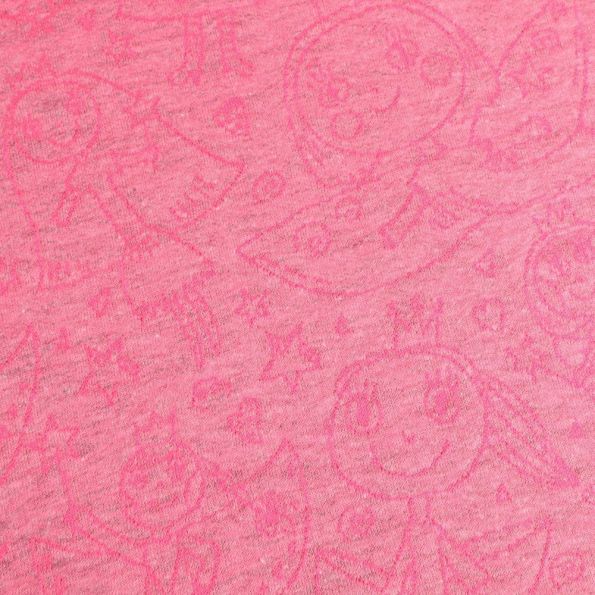 Tissu Maille Jersey Princesses Dessinées sur fond Rose chiné - Par 10 cm