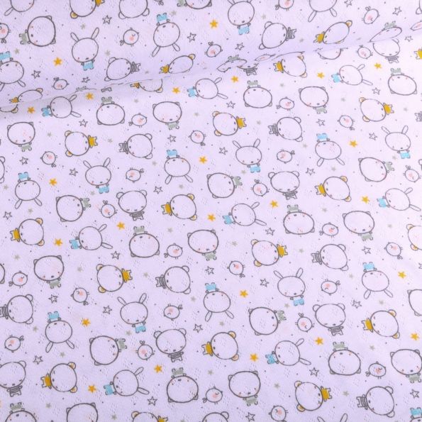 Lot De 2 Coupons De Tissu Enfant - Motif Oursons Multicolore - 100% Coton - Neuf - Origine France