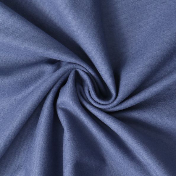 Tissu Flanelle de Coton Jasmine  uni  Bleu ardoise - Par 10 cm