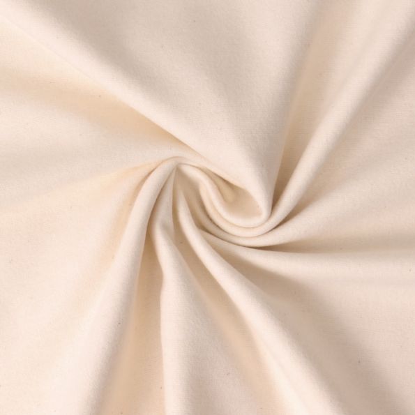 Tissu Flanelle de Coton Jasmine  uni  Ecru - Par 10 cm