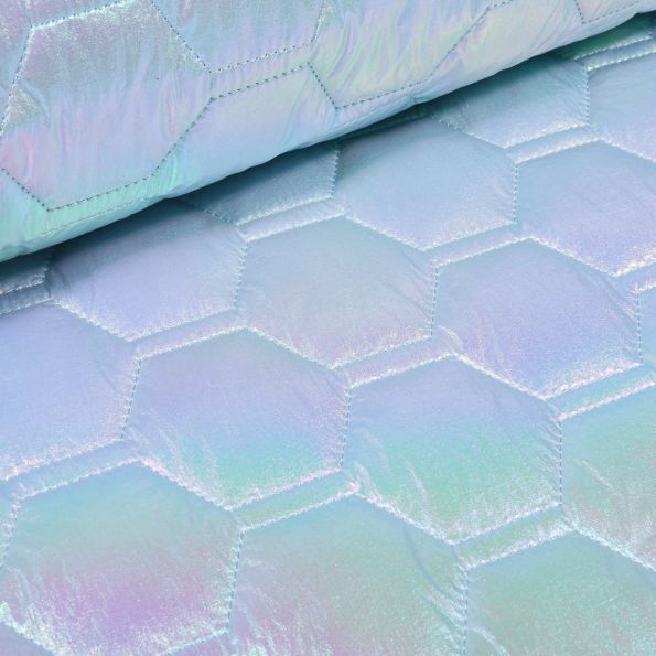 Tissu Doudoune matelassé Holographique sur fond Violet Par 10 cm