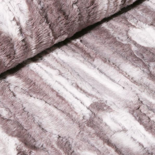 Tissu Fausse fourrure Peau de bête sur fond Gris - Par 10 cm