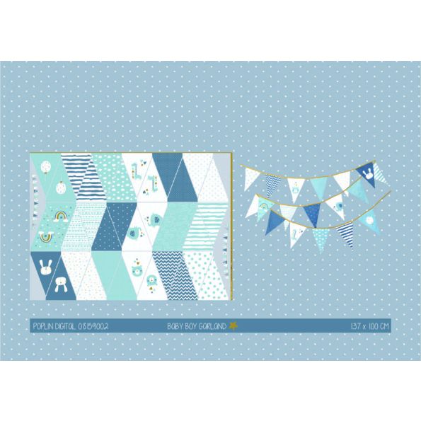 Panneau Guirlande DIY Fanions Baby boy - 137 x 100 cm