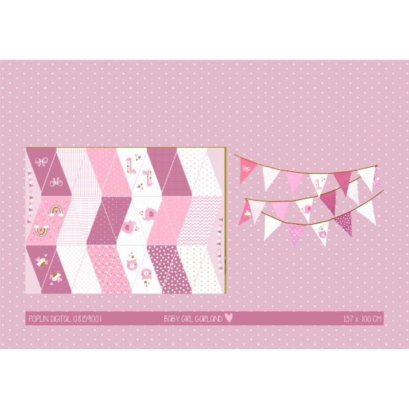 Panneau Guirlande DIY Fanions Baby girl - 137 x 100 cm