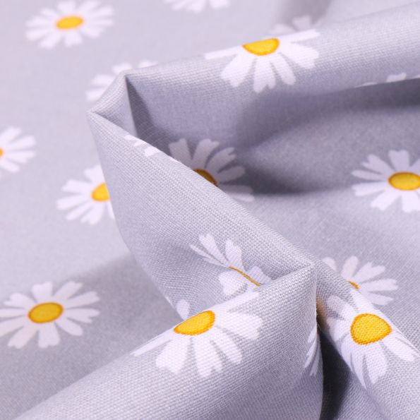 Tissu Coton imprimé LittleBird Pâquerettes sur fond Gris - Par 10 cm