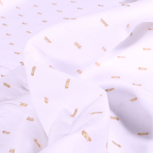 Tissu Viscose Pointillés lurex sur fond Blanc - Par 10 cm