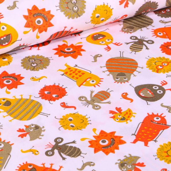 Tissu Coton imprimé LittleBird Montres rigolo sur fond Blanc - Par 10 cm