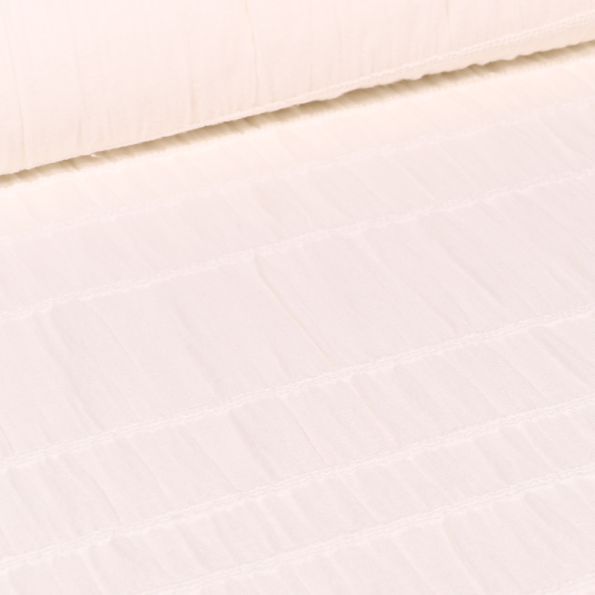 Tissu Crépon Brodé Elise Ecru - Par 10 cm