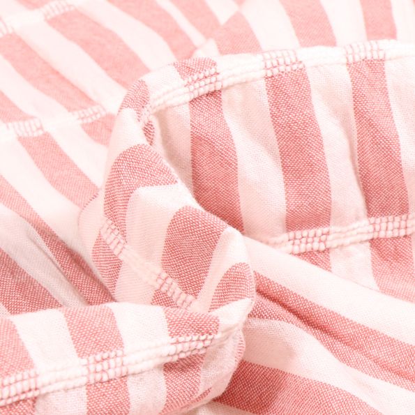 Tissu Crépon Brodé Elisa Rayures brodées sur fond Rose - Par 10 cm
