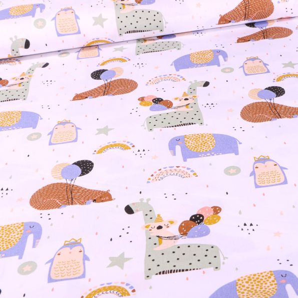 Tissu Coton imprimé Fiesta sur fond Blanc - Par 10 cm