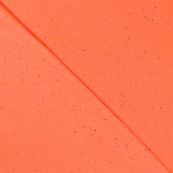 Tissu Jersey Jogging Moucheté Orange fluo - Par 10 cm