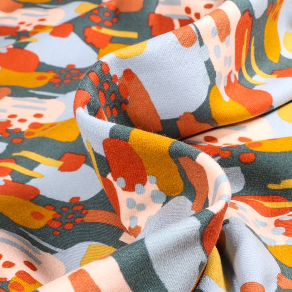 Tissu Sweat envers minky Bio Nallie sur fond Gris foncé - Par 10 cm