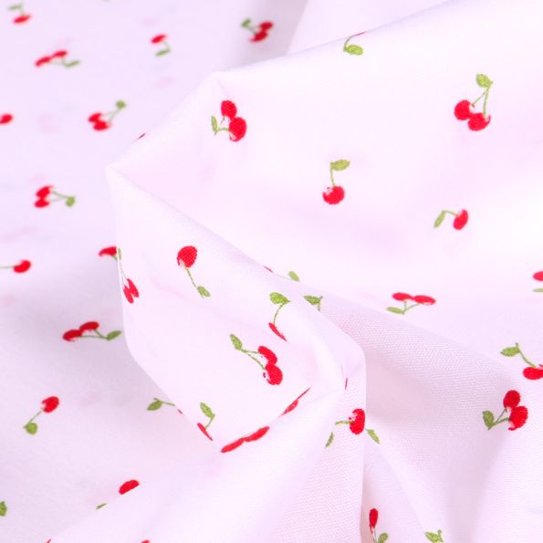Tissu Coton imprimé Cherry Cherry sur fond Blanc - Par 10 cm