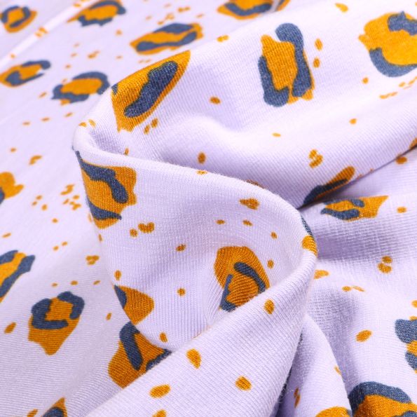 Tissu Jersey Coton Modal Zellie sur fond Blanc - Par 10 cm