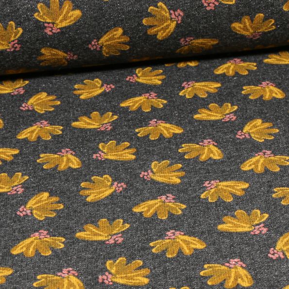 Tissu Sweat envers molletonné Liivi sur fond Gris anthracite chiné - Par 10 cm