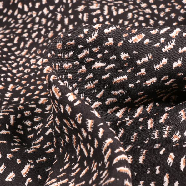 Tissu Viscose Jeanne sur fond Noir - Par 10 cm