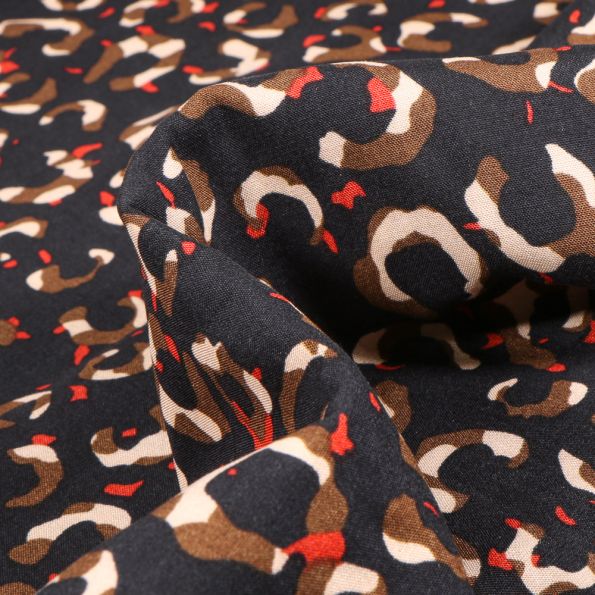 Tissu Viscose Laetizia sur fond Noir - Par 10 cm