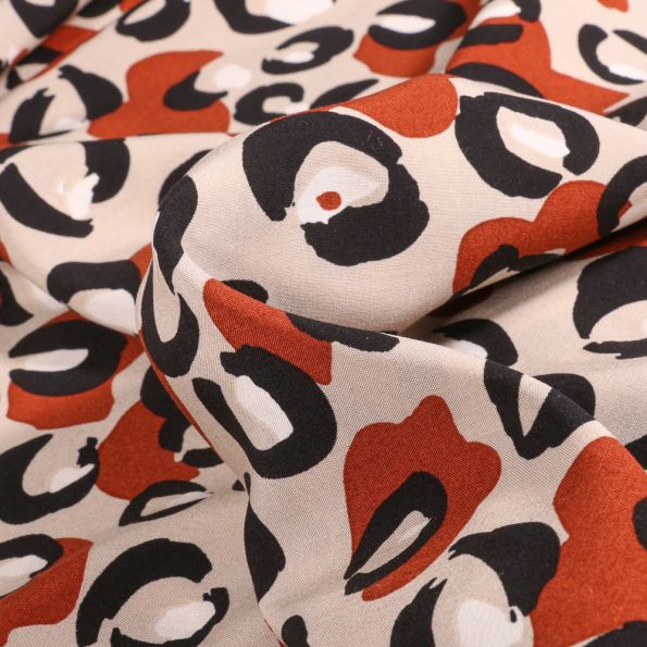 Tissu Viscose Irma sur fond Beige - Par 10 cm