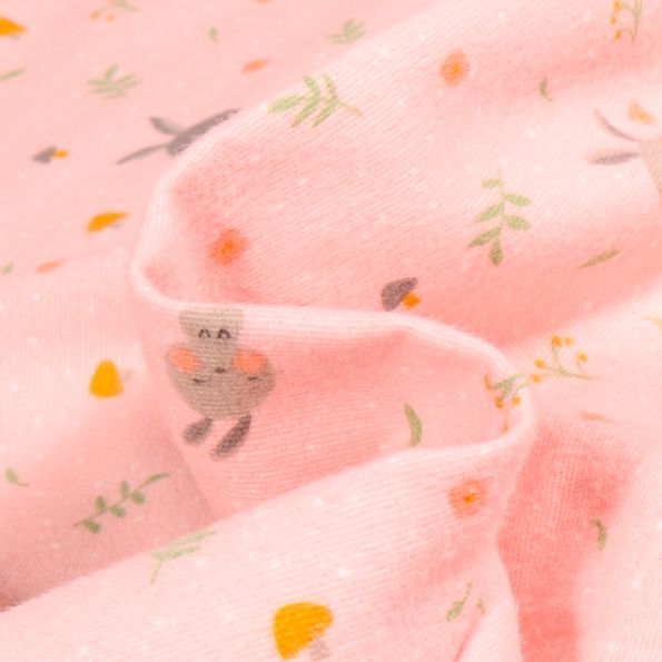 Tissu Flanelle Lapinous sur fond Rose - Par 10 cm