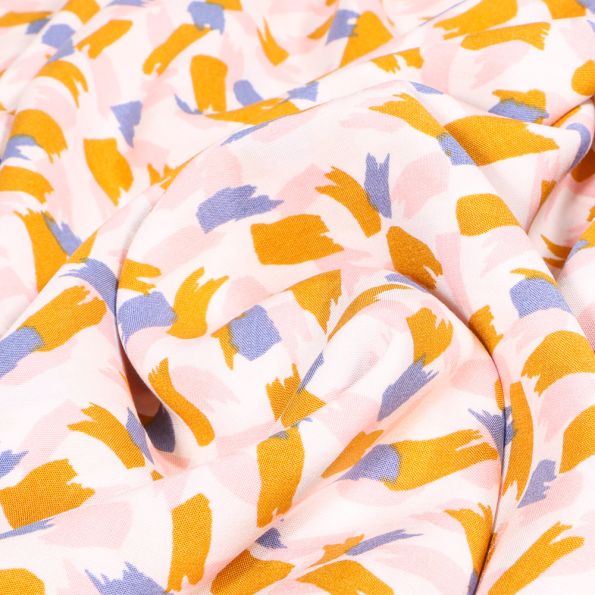 Tissu Viscose Gentiane sur fond Blanc - Par 10 cm