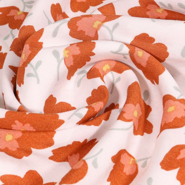 Tissu Viscose Renatta sur fond Blanc - Par 10 cm