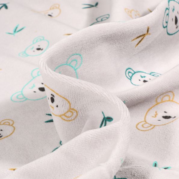 Tissu Jersey Velours tout doux Koko sur fond Gris - Par 10 cm