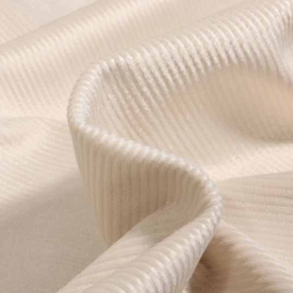 Tissus Velours côtelé envers Fourrure sur fond Ecru - Par 10 cm