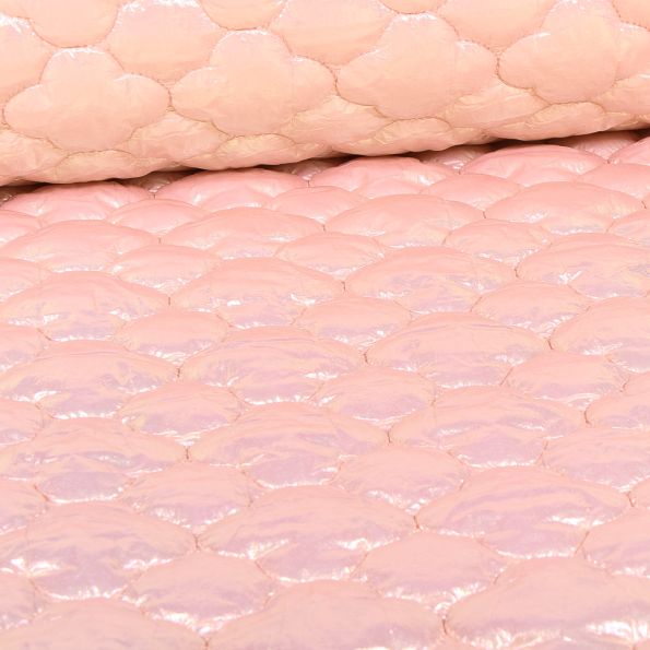 Tissu Doudoune matelassé Victoria sur fond Rose - Par 10 cm
