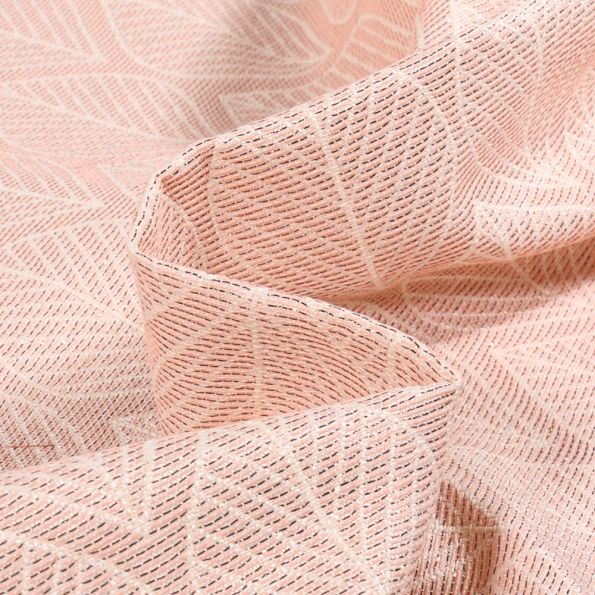 Tissu Jacquard Premium Metallic feuilles sur fond Rose - Par 10 cm