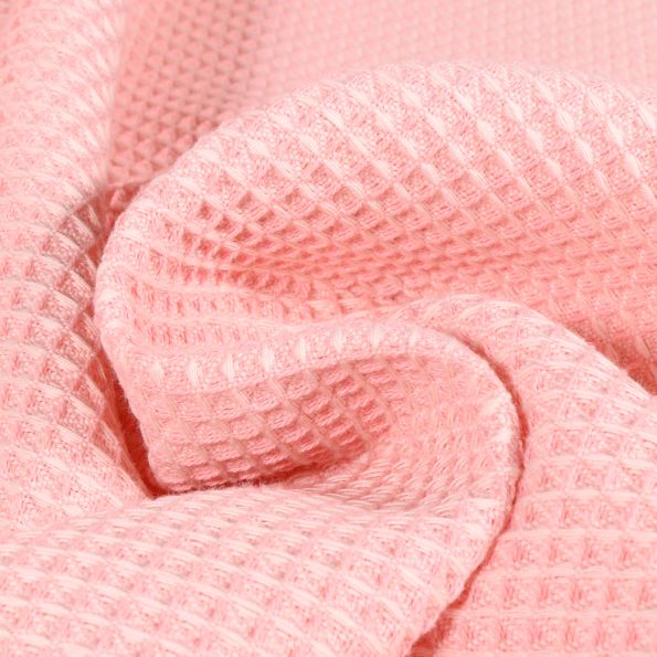 Tissu Nid d'abeille lourd bicolore Rose bébé - Par 10 cm
