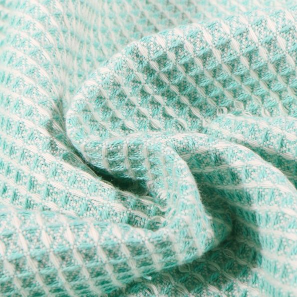 Tissu Nid d'abeille lourd bicolore Vert menthe - Par 10 cm