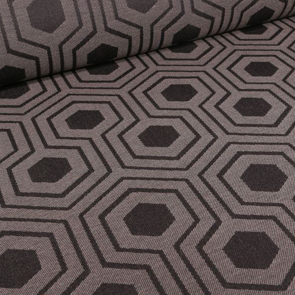 Tissu Toile Dralon Jacquard Edith sur fond Gris foncé - Par 10 cm