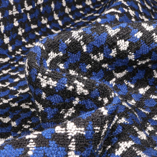 Tissu Jacquard Gianni Tessuti Polka sur fond Bleu - Par 10 cm